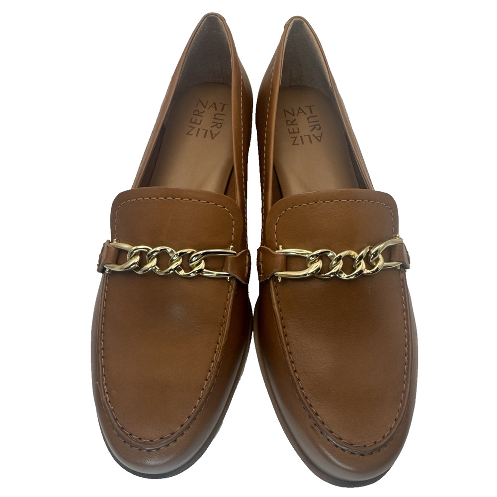 Naturalizer Womens Wide Loafers Brown Tan Slip-On Leather Comfort Sawyer 9 W - Picture 3 of 6
